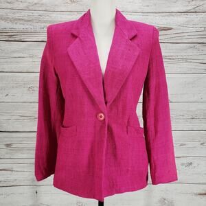 Persona Women's Magenta 100%Silk Single Button Blazer Jacket Size 2